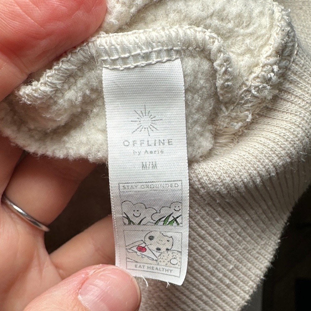 Offline by Aerie Beige Cloud Fleece Cropped Crewneck Sweatshirt - Picture 8 of 9